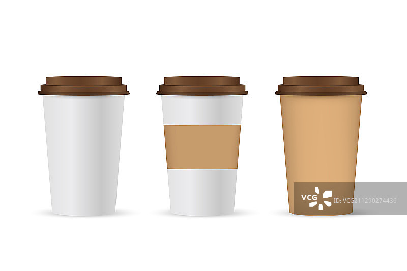 带棕色盖子的外卖咖啡杯特写图片素材