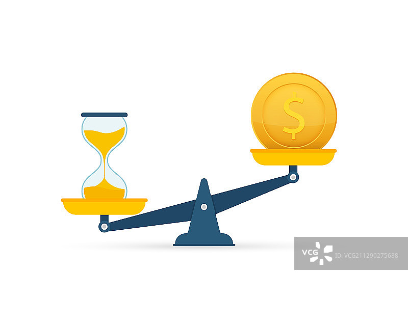 天平上的时间就是金钱图标图片素材