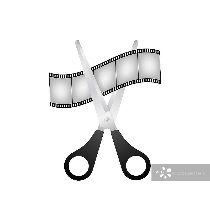 剪刀和电影胶片视频编辑素材图片素材