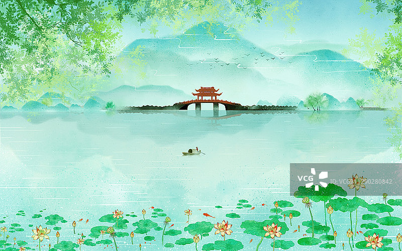 山水画节气 小暑图片素材