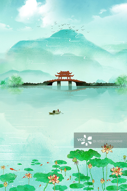 山水画节气 小暑图片素材