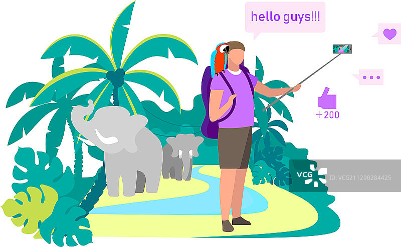 旅行博主扁平风格电影制作人图片素材