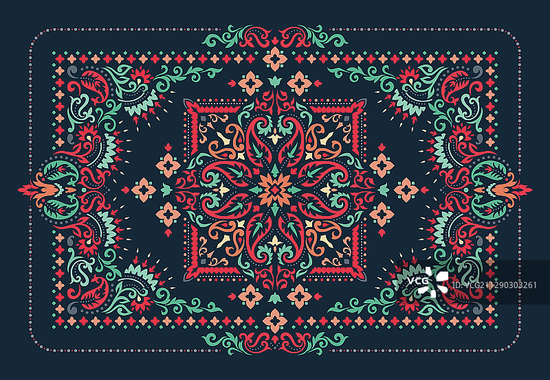 矩形佩斯利花纹地毯设计图片素材