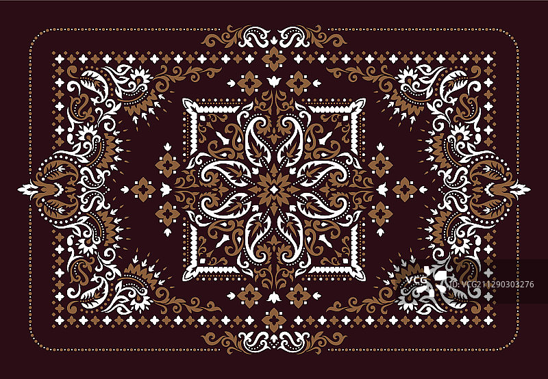 矩形佩斯利花纹地毯设计图片素材