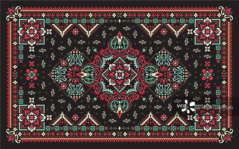 矩形佩斯利花纹地毯设计图片素材