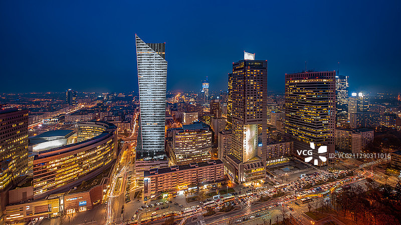 华沙夜景图片素材