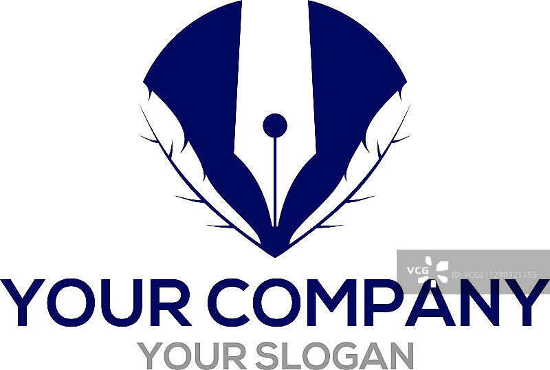 钢笔和羽毛Logo设计图片素材