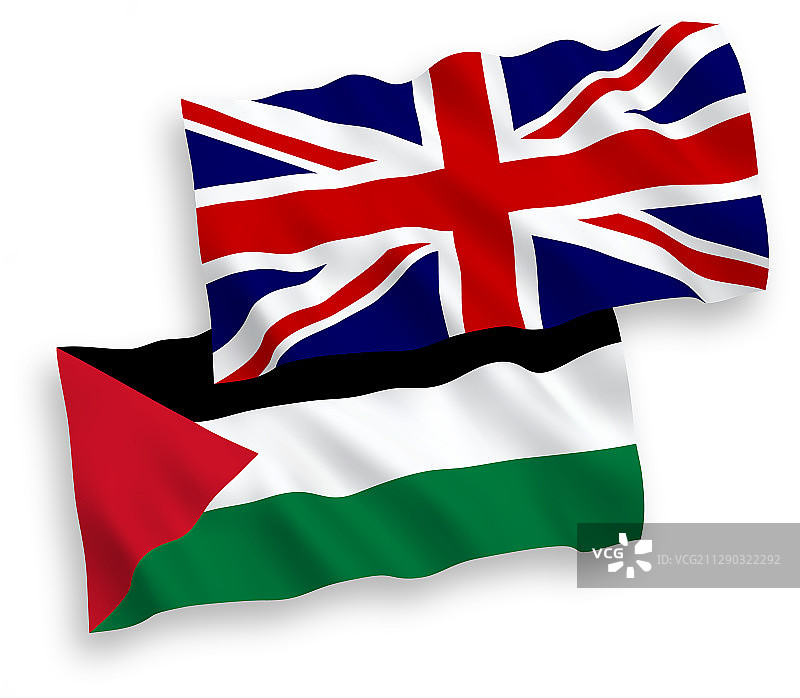 英国和巴勒斯坦的旗帜，白色背景图片素材