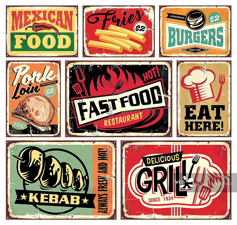 复古美食餐厅标志合集图片素材