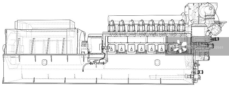 可见分层结构的柴油发电机图片素材