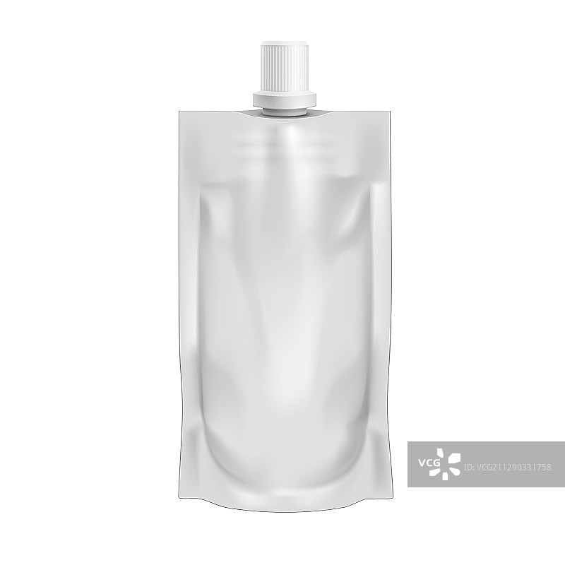 带 spout 盖的白色自立式小袋图片素材