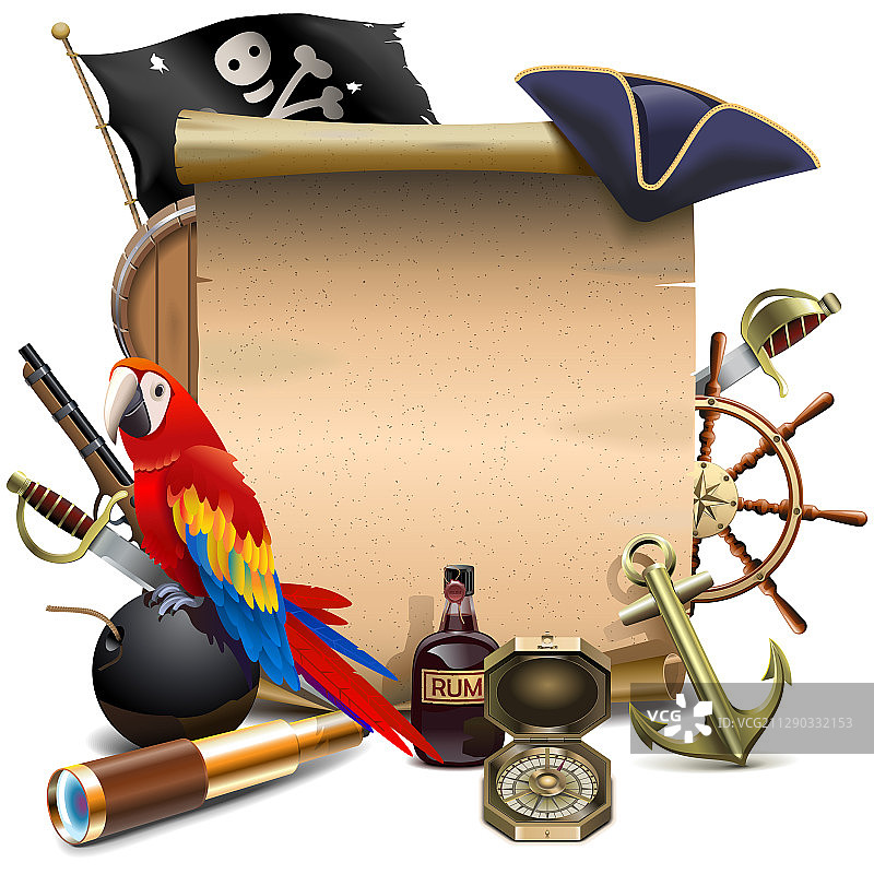 海盗纸卷轴图片素材