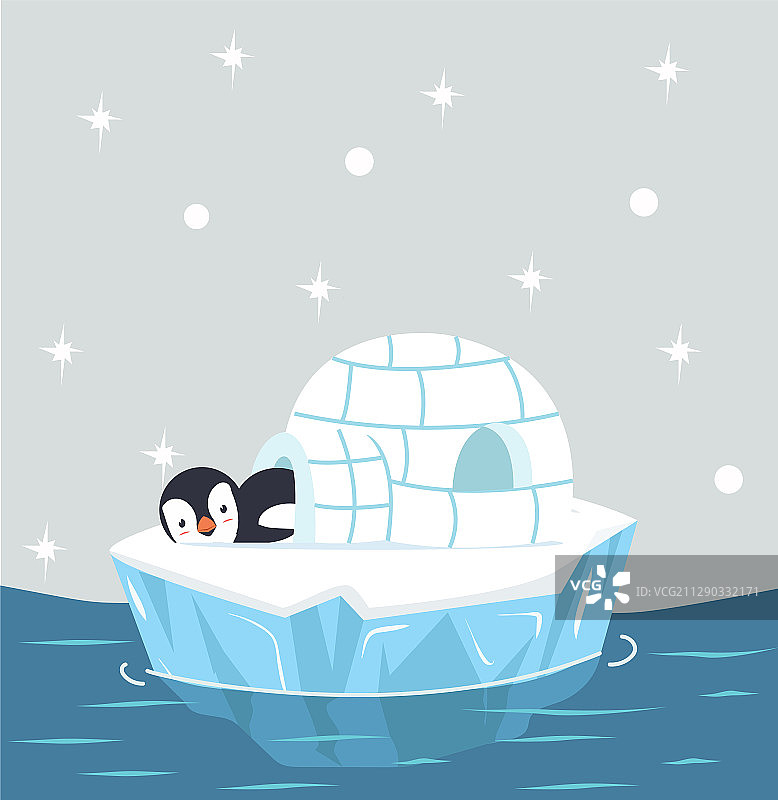 在冰屋里睡觉的企鹅图片素材