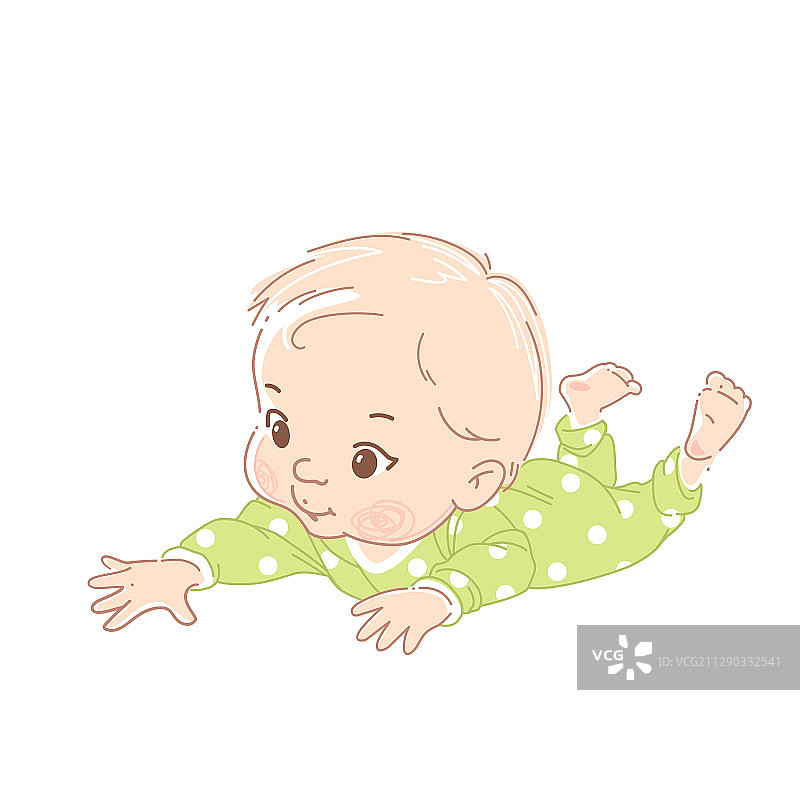 穿着连体衣的小宝宝趴着图片素材