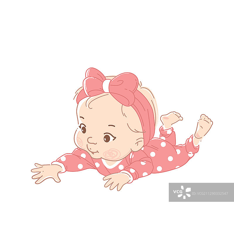 穿着连体衣的小宝宝趴着图片素材