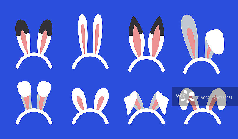 复活节兔子耳朵派对装扮面具套装图片素材