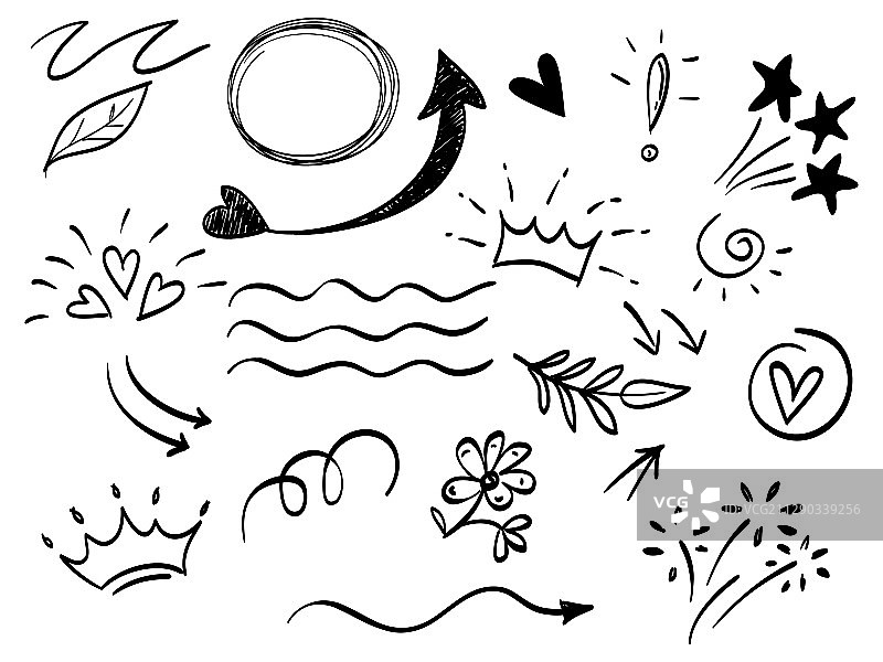 手绘抽象涂鸦元素套装图片素材