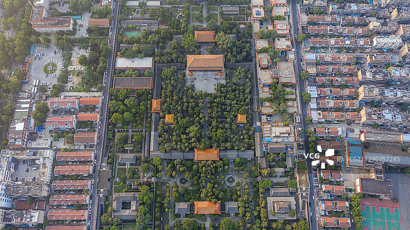 鸟瞰泰山岱庙日落 泰安市博物馆图片素材