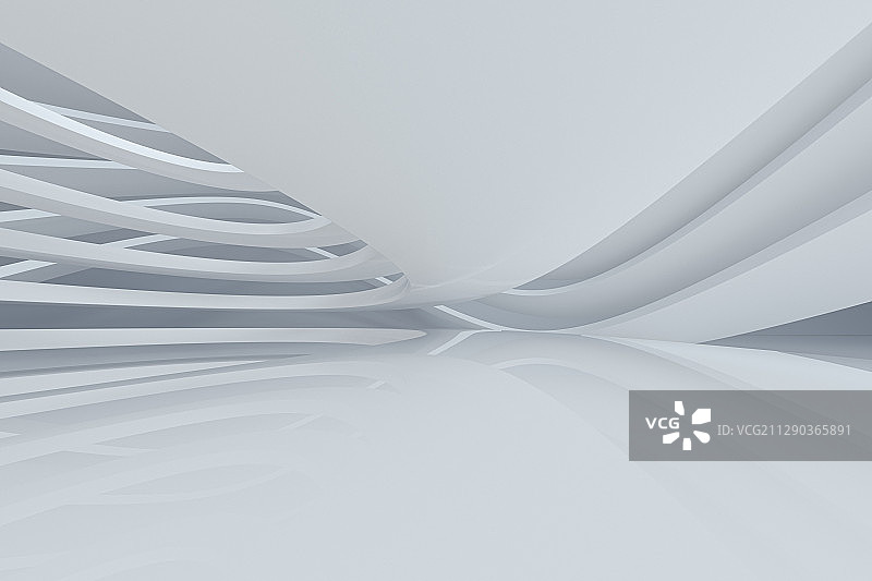 白色曲线创意结构 3D渲染图片素材