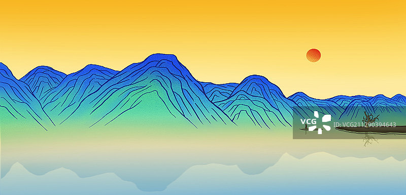 新的千里江山图图片素材