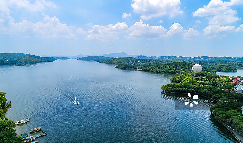 航拍天目湖 李刚 江苏常州溧阳市图片素材