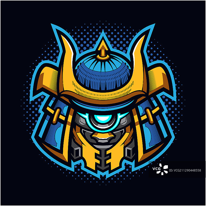 幕府将军机器人头部吉祥物标志图片素材