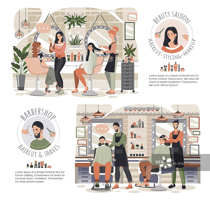 美容院女人，理发店男人图片素材