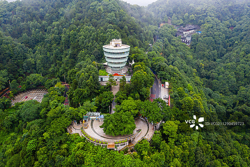 雨天重庆南山一棵树景区航拍图片素材