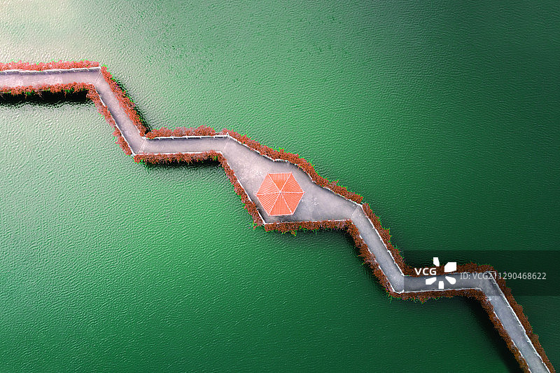 广东省江门市台山金星湖湿地公园航拍风光图片素材