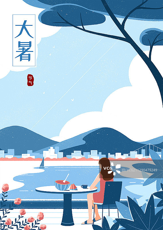 夏天城市的河边图片素材