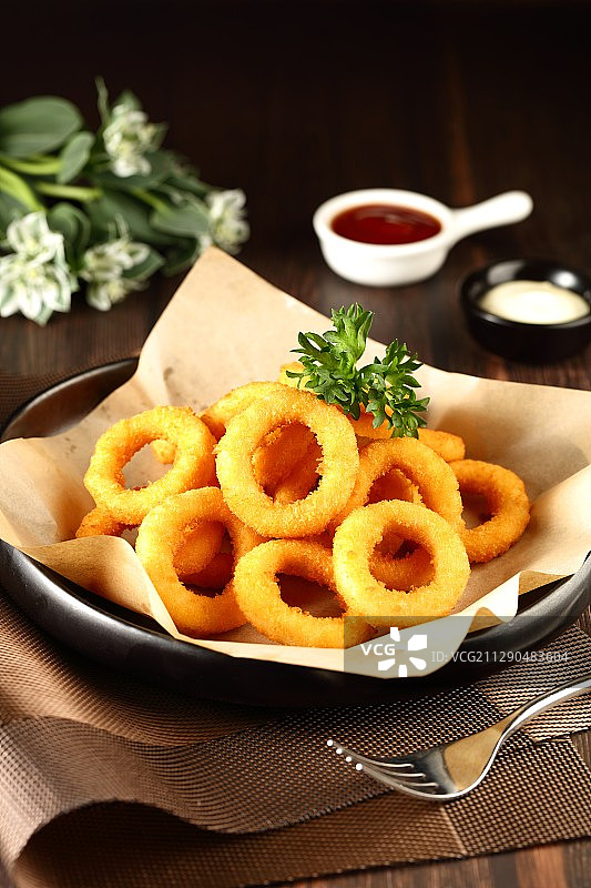 美食小吃西式快餐洋葱圈图片素材