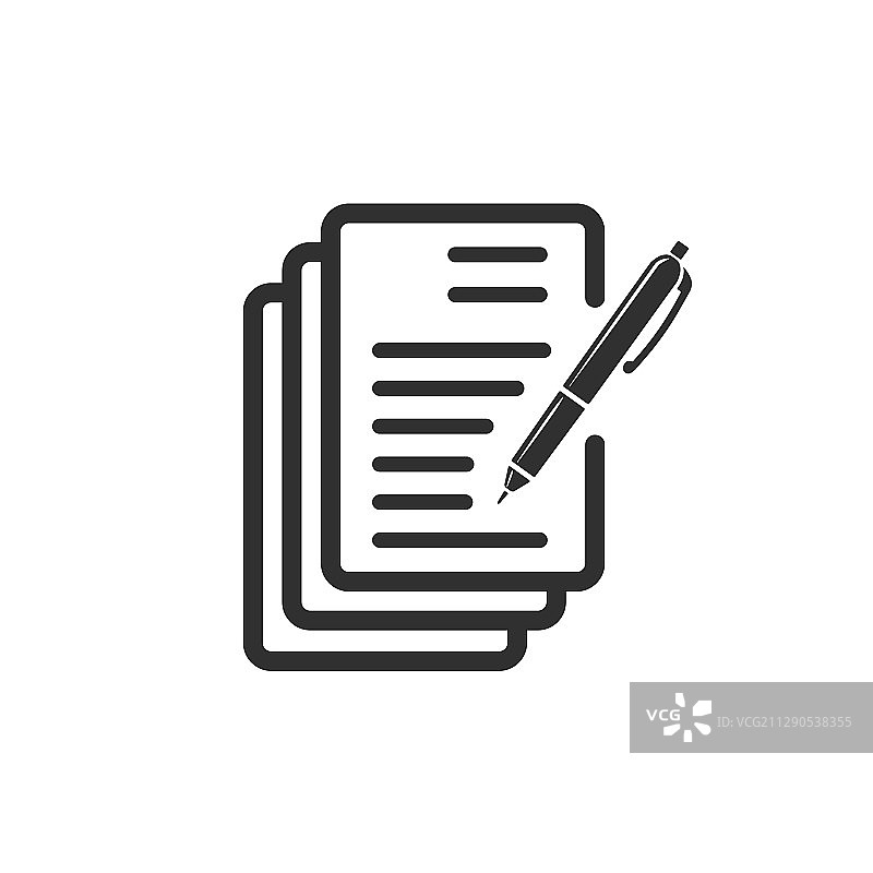带有文字的扁平风格纸笔图标图片素材