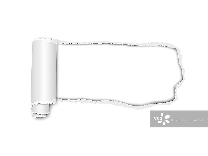 白色背景上从右到左的细长撕裂孔图片素材