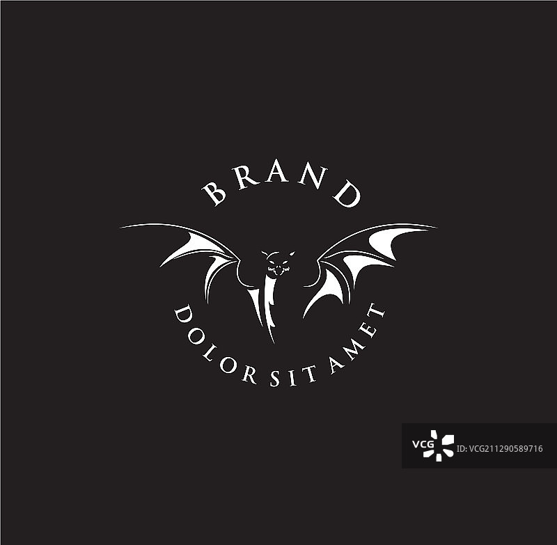 蝙蝠标志设计模板，黑色背景图片素材