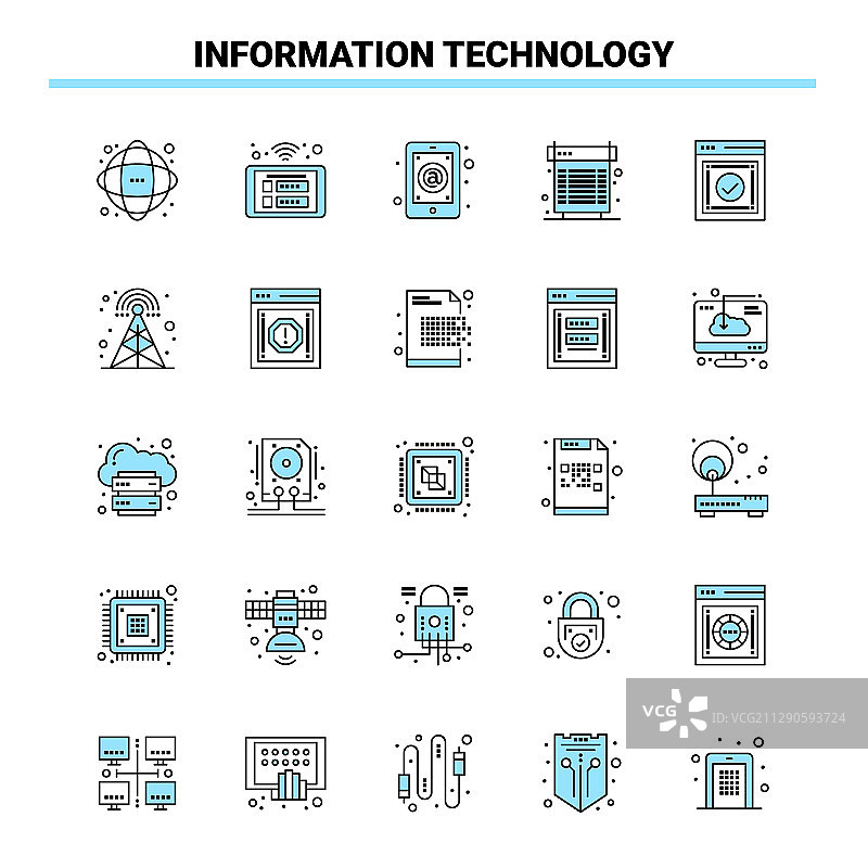25个信息技术黑蓝图标集图片素材