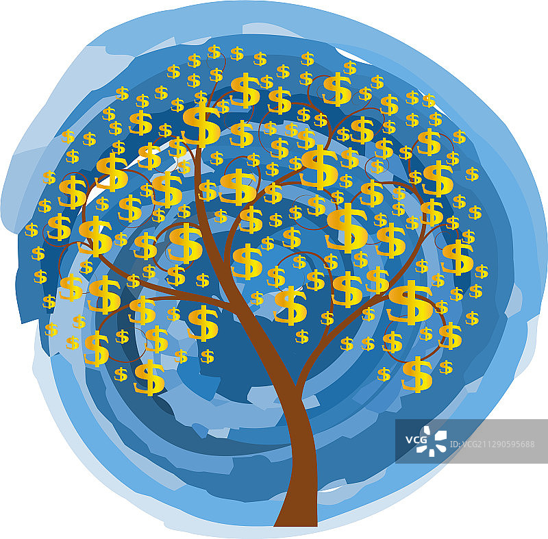 叶子为美元符号的摇钱树图片素材