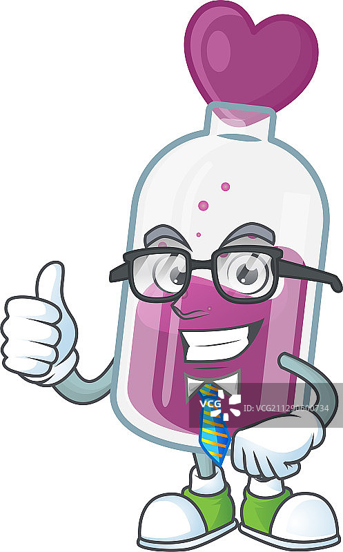 戴眼镜的卡通商人与紫色药水图片素材