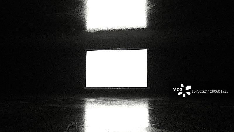 暗调场景中白色发光的广告牌图片素材