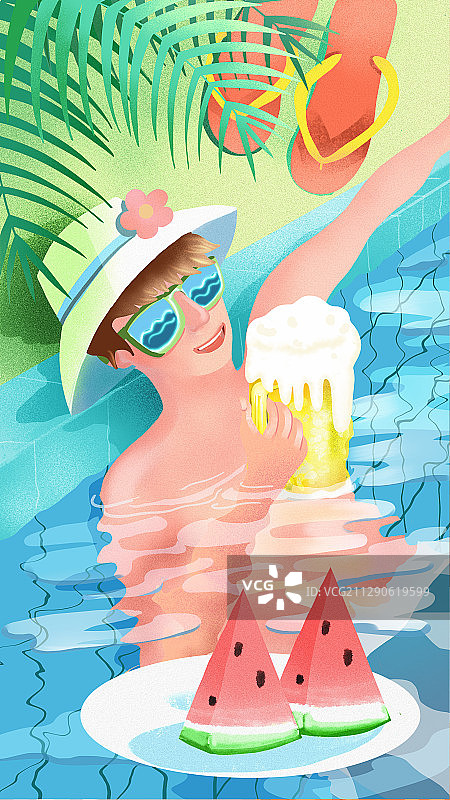 泳池男孩图片素材