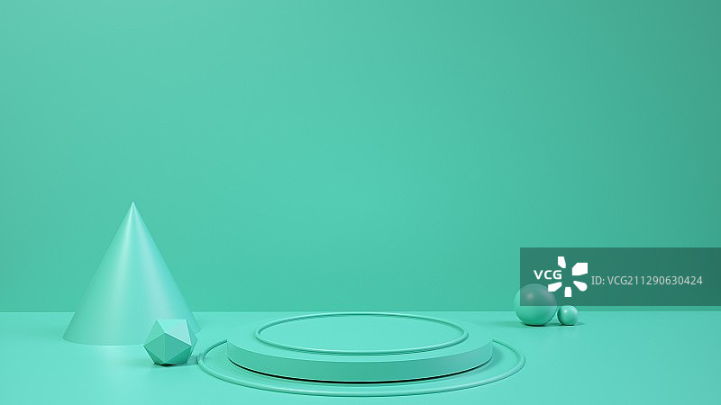 三维渲染简约简洁极简薄荷绿色彩电商产品展台图片素材