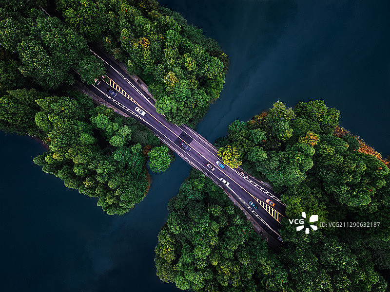 杭州市西湖区杨公提公路航拍风光图片素材