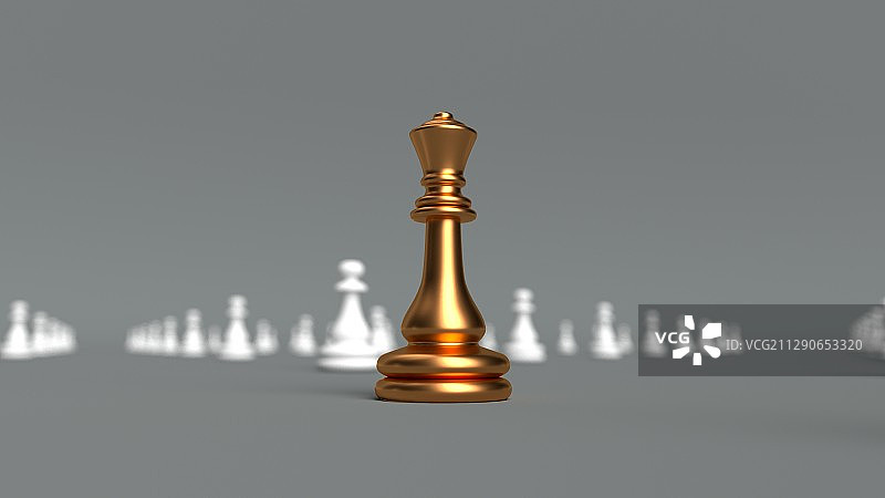 白色兵棋前的金色棋子图片素材