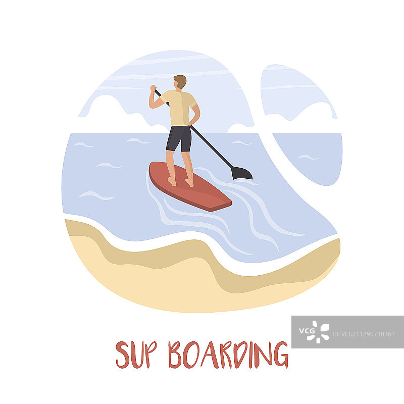 男人站在桨板上图片素材