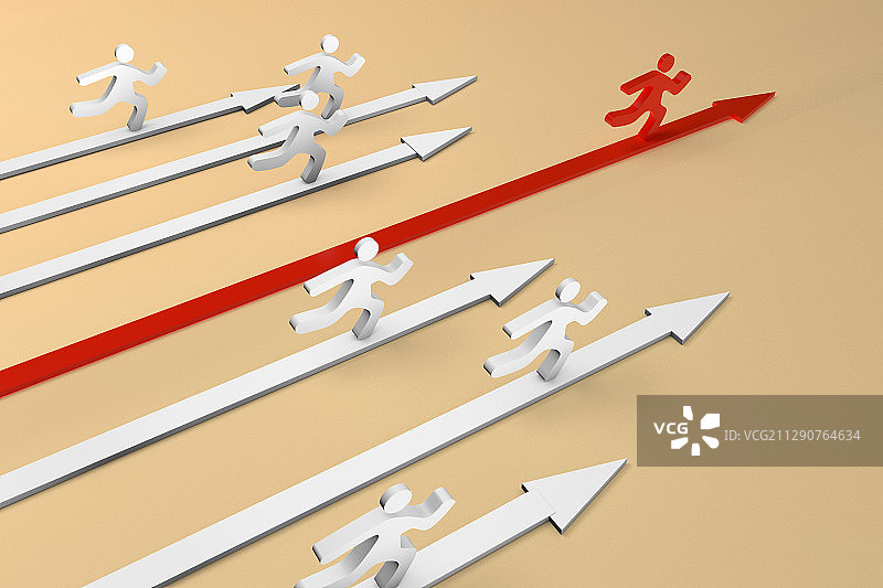 向前奔跑的纸片人,3d渲染图片素材
