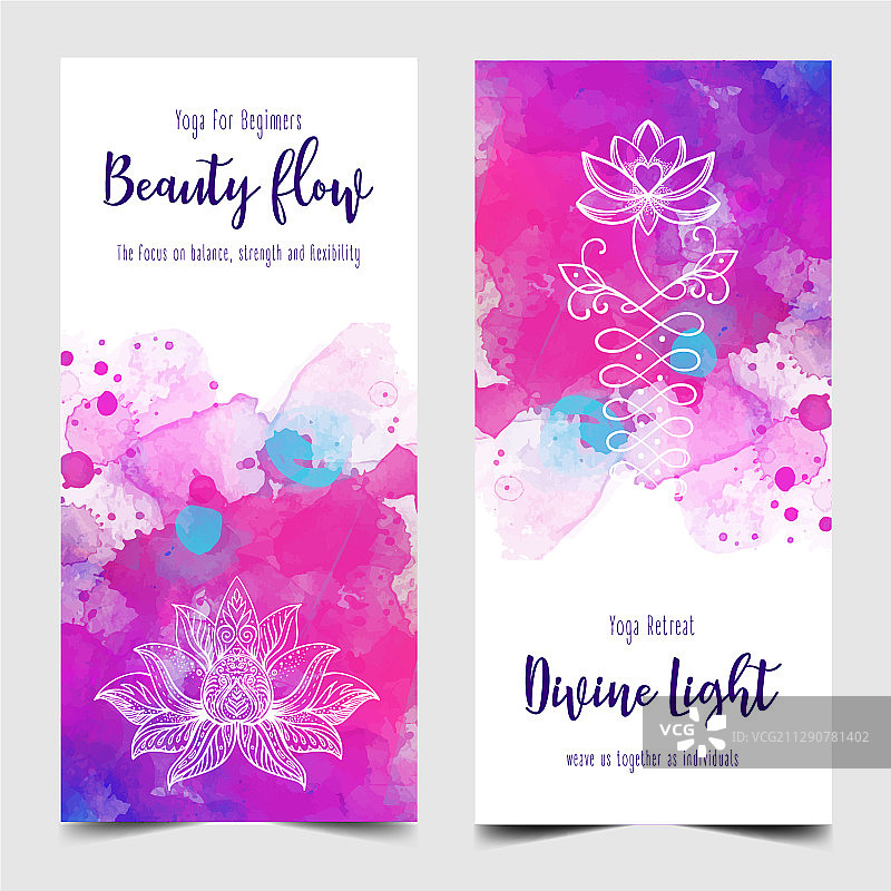 瑜伽卡片设计彩色模板图片素材