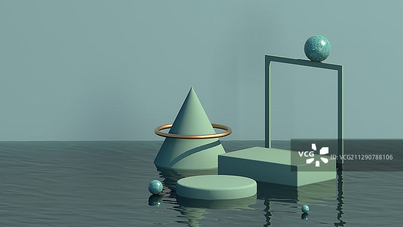 三维渲染柔色简约几何体电商产品展台图片素材