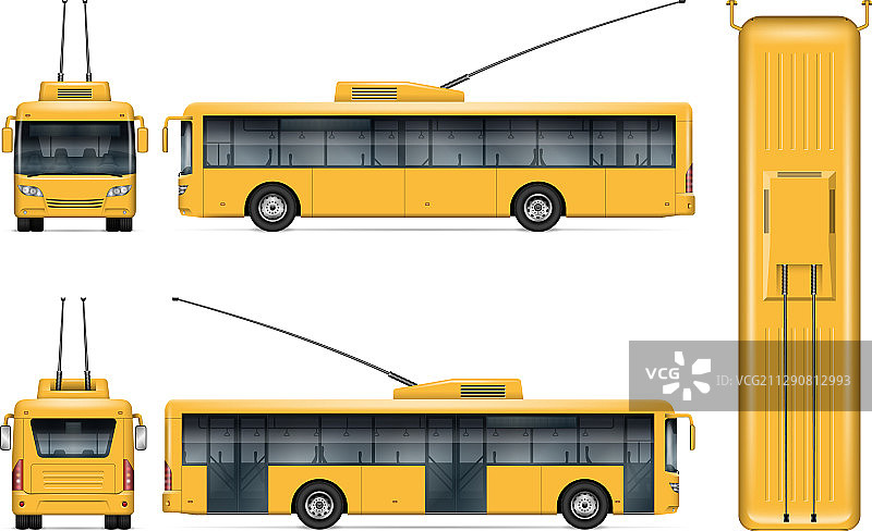 逼真黄色无轨电车图片素材