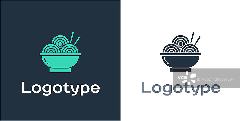 碗中亚洲面条和筷子图标标志图片素材