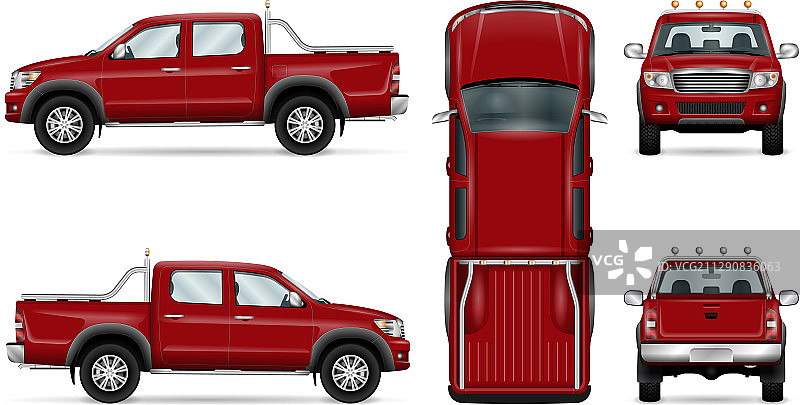 红色皮卡车图片素材