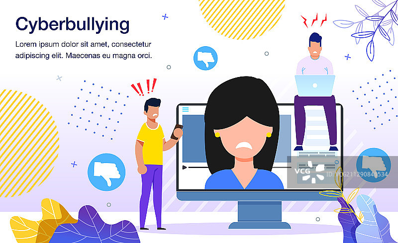 社交网络中的网络欺凌横幅图片素材